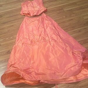 Elegant Peach Two-Piece Gown